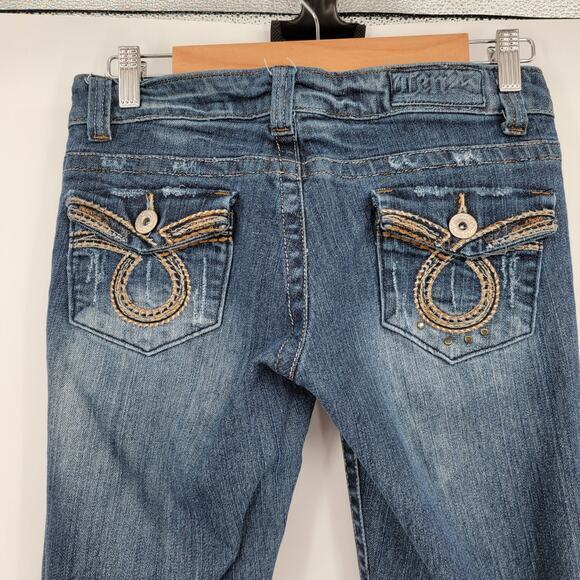 Ten25 Junior's Embroidered Button Pocket Slim Leg Jeans Size 5/6 - Picture 4 of 16